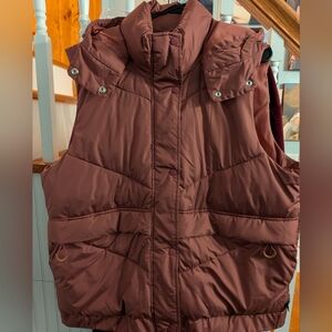 Women's Mauve Hooded Puffer Vest